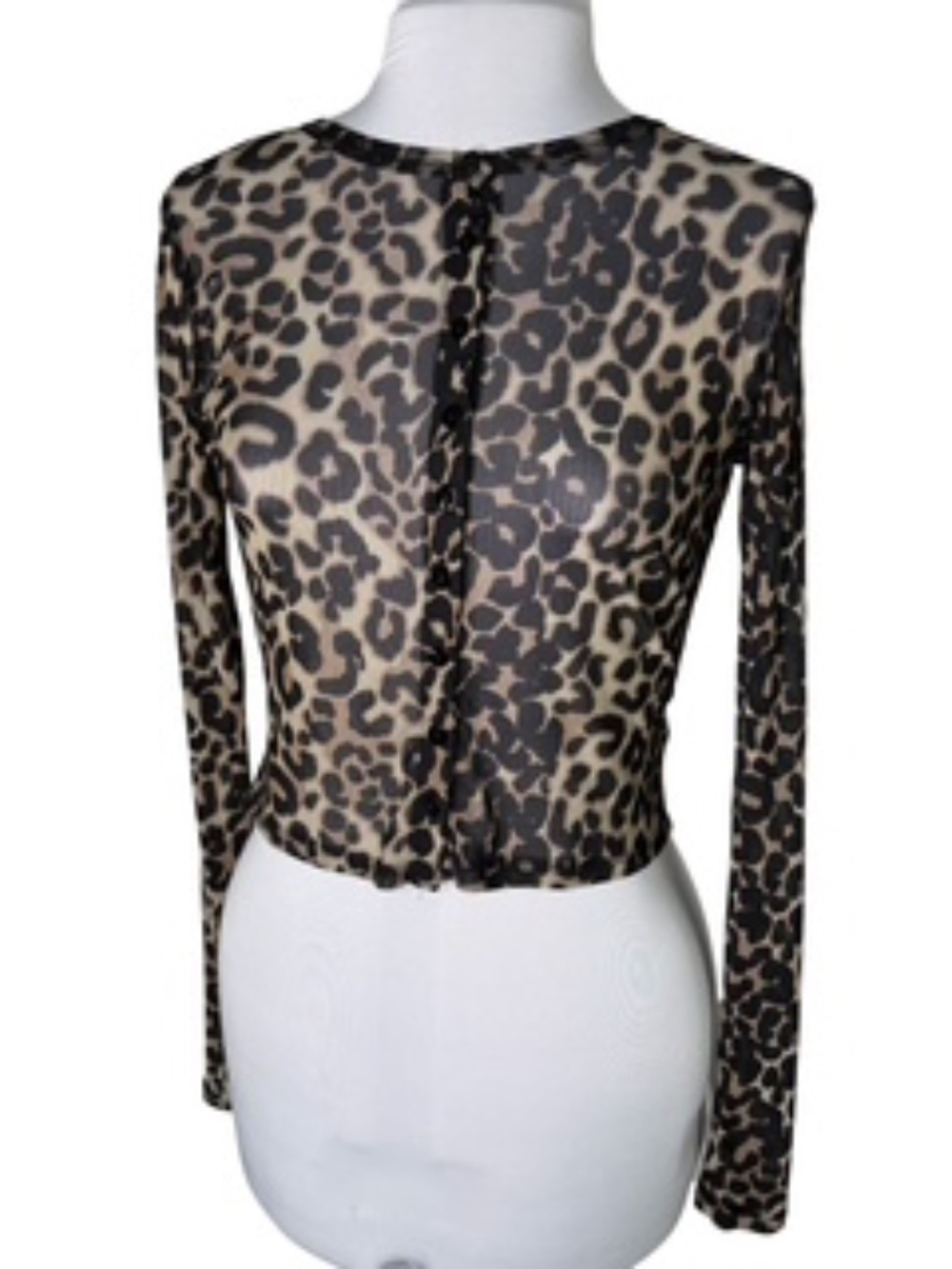 Wild Fable Animal Print Long Sleeve Button Front Netted Top Size S